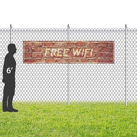 Cgsignlab | WiFi בחינם -לבנה בגילאים עמידה לרוח עמידה לרוח חיצונית של רשת ויניל | 8'x2 '